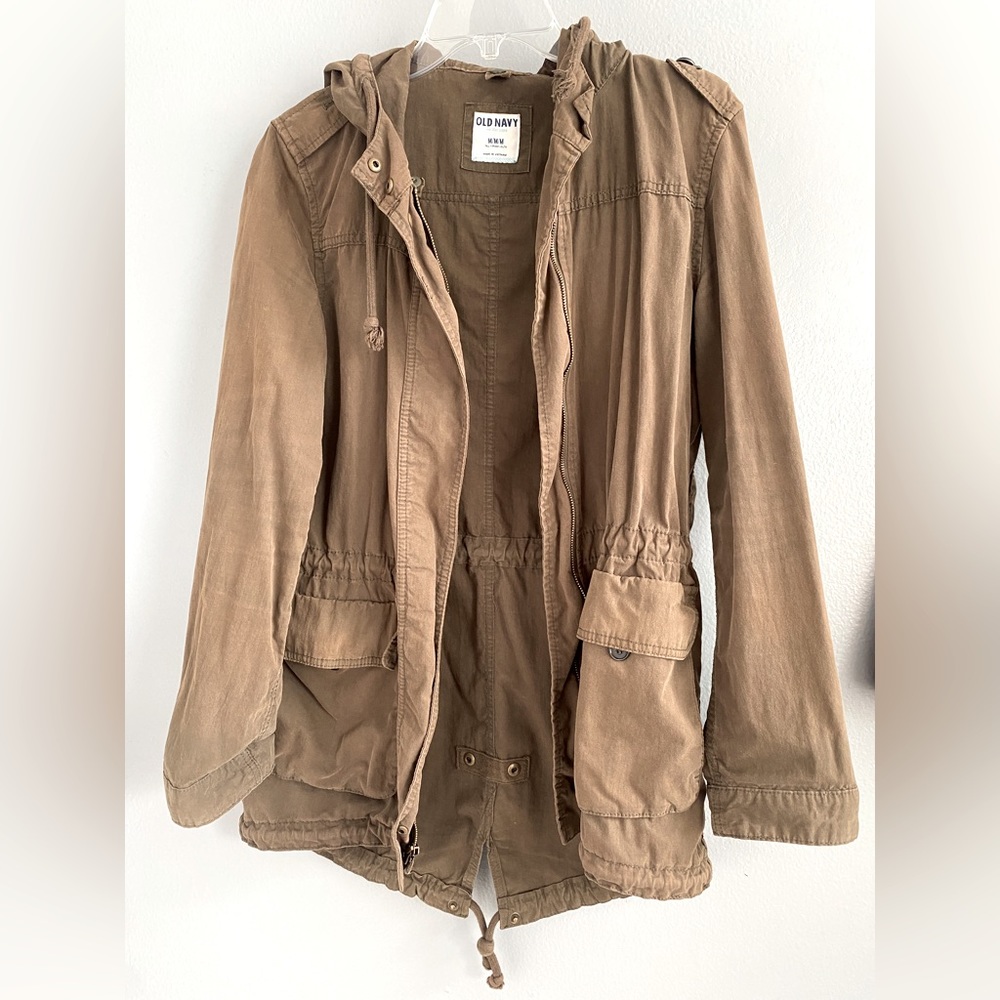 Olive green long military jacket